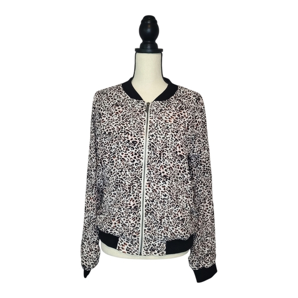 Sanctuary Jacket Havana Bomber Animal Print Zipper Front Side Pockets Size M NWT - Picture 1 of 11